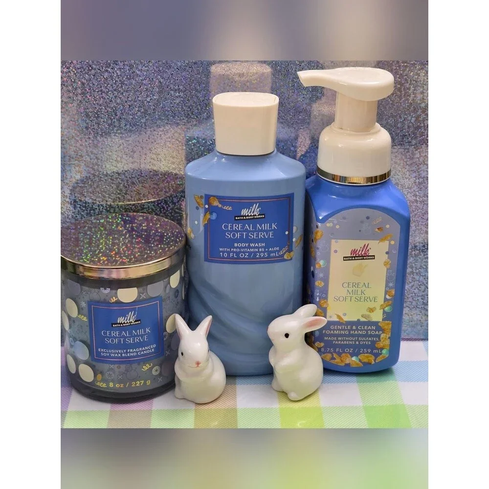 Bath & Body Works Cereal Milk Soft Serve Body Care & Candle Set NEW Rare